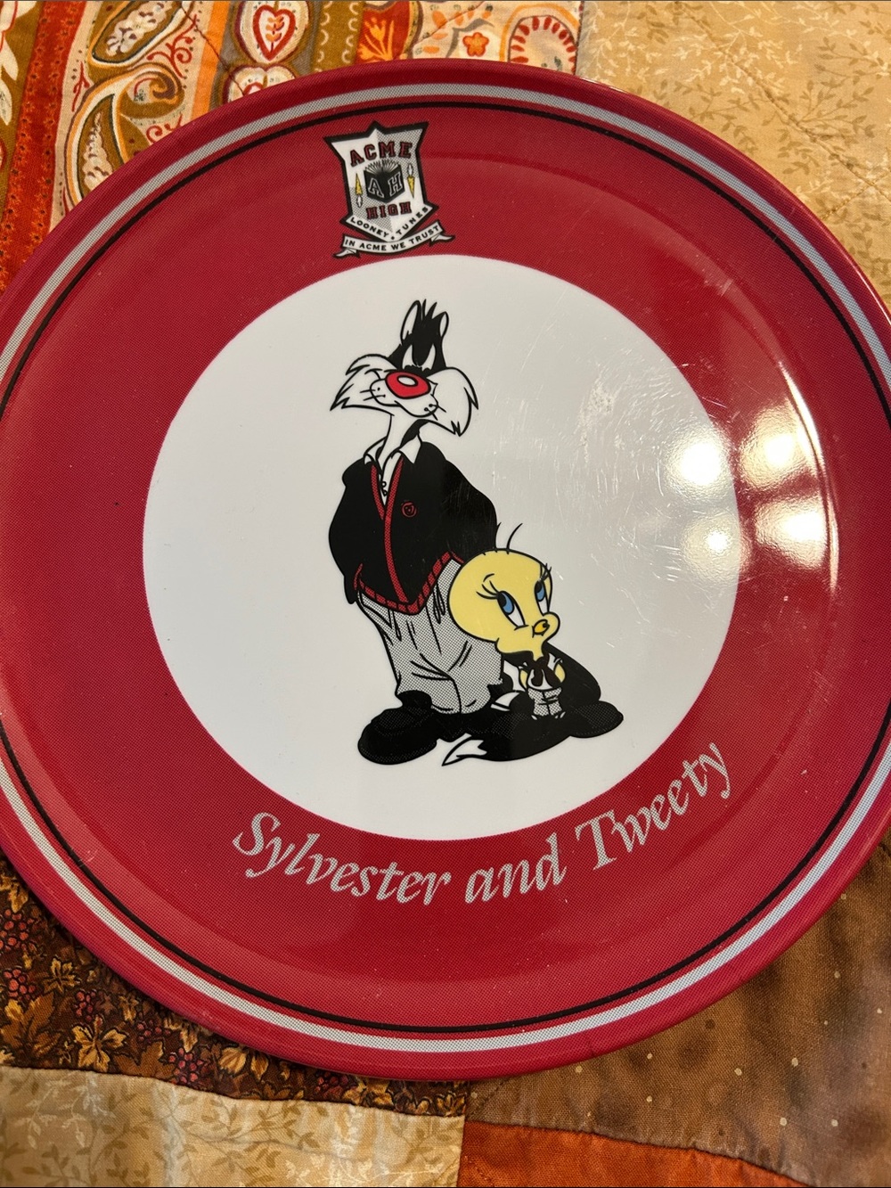 Sylvester and Tweety Red Character Plate